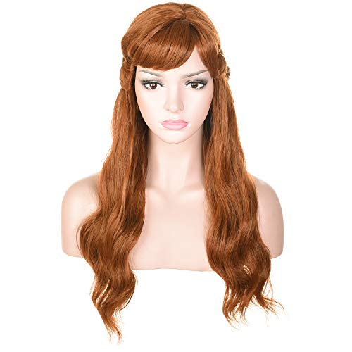 Long Wavy Brown Natural Synthetic Hair Braided Wigs for Women Halloween, Cosplay, Costume, Party - color: Brown, size: Long