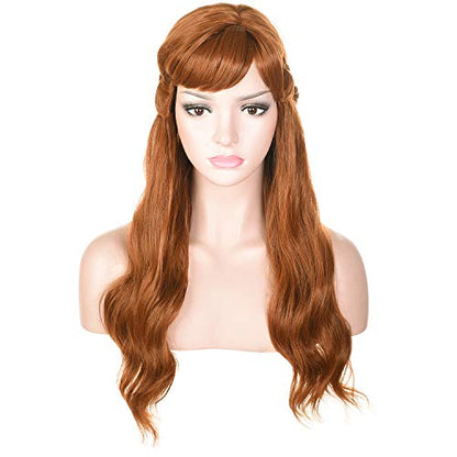 Long Wavy Brown Natural Synthetic Hair Braided Wigs for Women Halloween, Cosplay, Costume, Party - color: Brown, size: Long