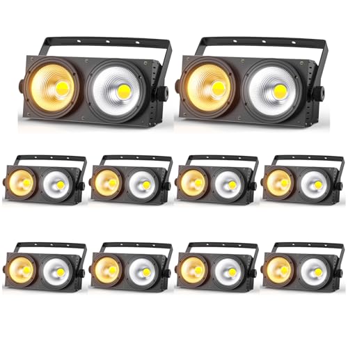 200W Blinder Stage Lights, 2-in-1 Warm & Cool White COB Spotlights, LED Par Lights with Auto/Sound/DMX/Master-Slave Audience Light for Events Wedding Theater Church Concert Party 10 Packs - size: 10Packs