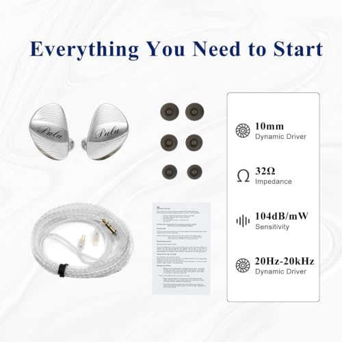 Pula ARC IEM Wired Earbuds, 10mm PET Dynamic Driver In Ear Monitor, 3.5mm | wired in-ear monitors, aluminum faceplate, balanced tuning and clear vocals, detachable 2-pin cable, music, travel, gaming