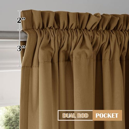 Beauoop Golden Brown Velvet Curtain for Bedroom Living Room 52x108 2 Panels - color: Gold Brown, size: 52"W x 108"L (Pack of 2)