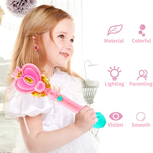 Bubble Wand for Kids Princess Heart Bubble Machine Blower Maker Wand with Light Easter Christmas Basket Stocking Stuffers Outdoor Toys Gifts for 3 4 5 6 7 8 Years Old Toddlers Little Girls - color: Light Pink