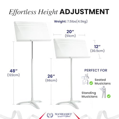 Manhasset 48 Symphony Music Stand for Sheet Music - Model 4801WHI - color: White, Glossy, size: Pack of 1