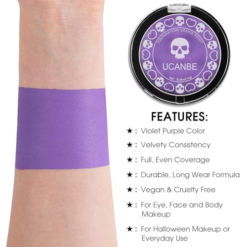 UCANBE Purple Face Body Paint Makeup Foundation, Professional Blendable Cream Greasepaint, Non-Toxic Face Paint Kit for Halloween Parties, Mermaid SFX Makeup, Ursula Widowmaker Dabi Costume & Cosplay - color: Purple
