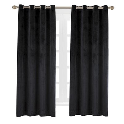 Cherry Home Luxury Velvet Blackout Curtains Panels with Grommet Draperies Eyelet 52Wx72L Inch Black, 2 Panels for Theater,Bedroom, Living Room and Hotel - color: Black, size: 52"W x 72"L (Pack of 1)