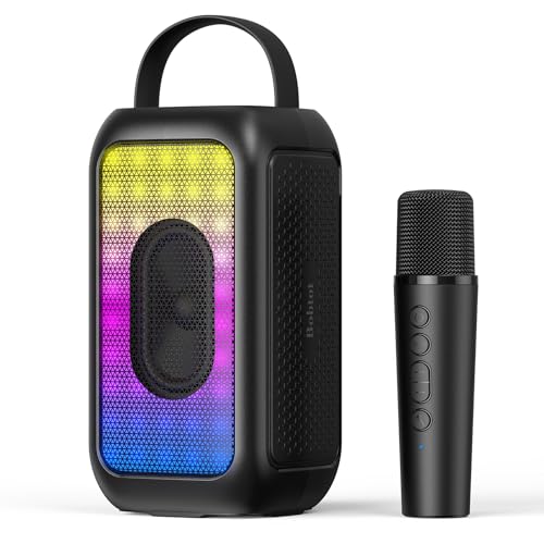 Bobtot Portable Bluetooth Speaker with a Wireless Mic, Black | 16H Playtime Wireless Speakers, Peak Singing Machine with Microphone, Magic Sound, Echo, EQ Mode - color: Black, size: With 1 Mic