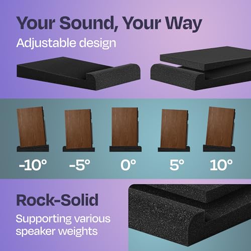Studio Monitor Isolation Pads Premium Acoustic Foam Elevates Audio Ideal for 5 Inch Speakers Enhanced with Vibredux HD Foam for Superior Isolation - size: For 5″ Monitors