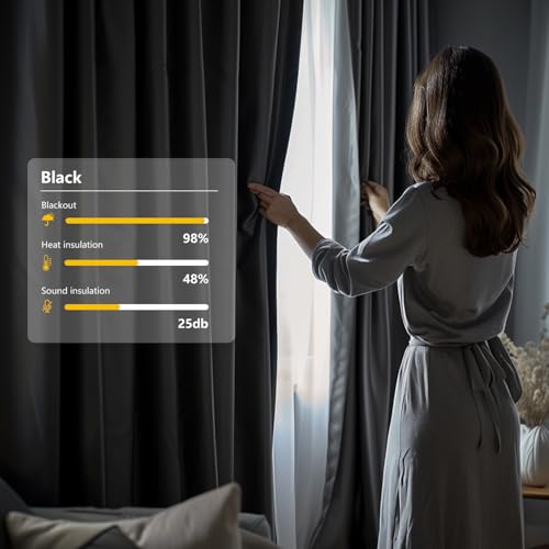 Room Divider Blackout Curtain Track Curtains Wall Dividers Panels Screen for Living Rooms Bedroom Office Privacy Partition Separation, W100 × L96 Inch,1 Panel, Black - color: Black, size: 100"W x 96"L (Pack of 1)