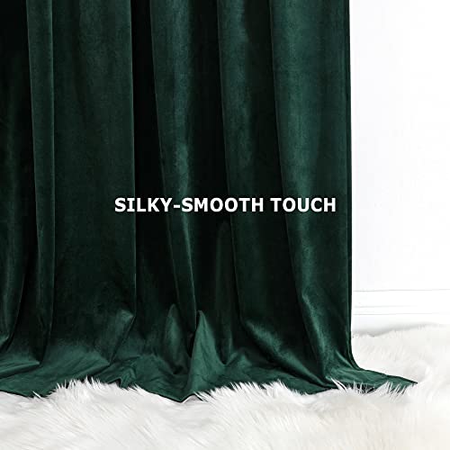 Benedeco Emerald Green Velvet Blackout Curtains 52x96, 2 Panels | Elegant Room Darkening Thermal Insulated Noise Reducing Velvet Window Drapes with Back Tab and Rod Pocket for Living Room - color: Emerald Green, size: 52"W x 96"L (Pack of 2)