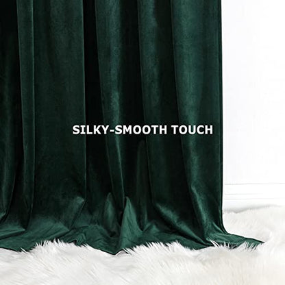 Benedeco Emerald Green Velvet Blackout Curtains 52x96, 2 Panels | Elegant Room Darkening Thermal Insulated Noise Reducing Velvet Window Drapes with Back Tab and Rod Pocket for Living Room - color: Emerald Green, size: 52"W x 96"L (Pack of 2)
