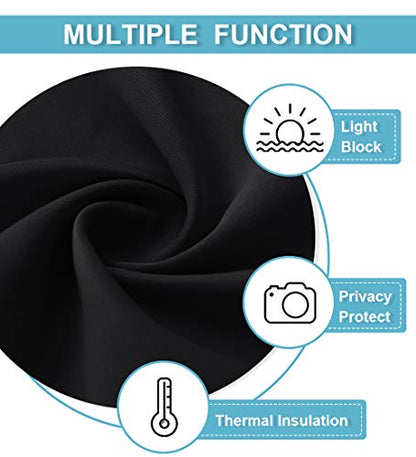 RYB HOME Extra Long Curtains for Home Theater Office Backdrop Dining Room - color: Black, size: 100"W x 132"L (Pack of 1)