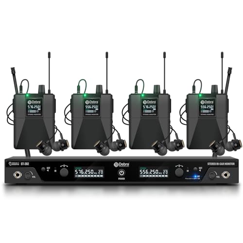 D Debra Audio PRO ST-202 UHF Stereo Wireless in Ear Monitor System, Dual Channel Wireless IEM with Monitoring Type for Stage, Receiver for Studio, Guitar, Band Performance (Dual Channel, 4 Bodypack) - size: Dual Channel, 4 Bodypack