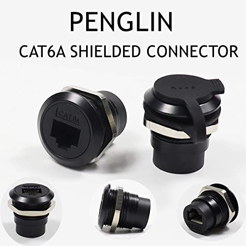PENGLIN 2Pack RJ45 Shielded Panel Mount Coupler,CAT6A Bulkhead Adapter | CAT6a Pass-through RJ45 Coupler,Female to Female Coupler,Waterproof & Dustproof,Compatible with Cat6a/6/5e Cables - size: 2PCS CAT6A SHIELDED