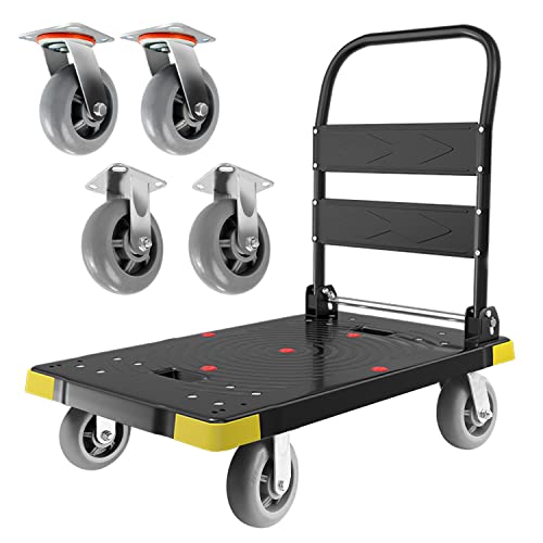 Chinco Star Folding Push Cart Dolly - 1300LBS Heavy Duty Portable Moving Dolly with 360 Swivel 6'' Wheels (35L x24W x40H in) - color: 1300lbs