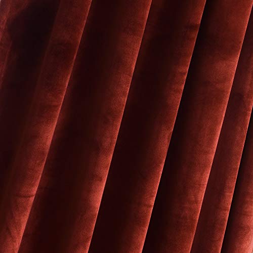 Roslynwood Velvet Rust Red Curtains 84 inch Length - Luxurious Elegant Curtains Block Light Rod Pocket Thermal Insulated Window Panels Drapes for Bedroom/Living Room/Dining Room, W52 by L84, 2 Panels - color: Rust Red, size: 52"W x 84"L (Pack of 2)