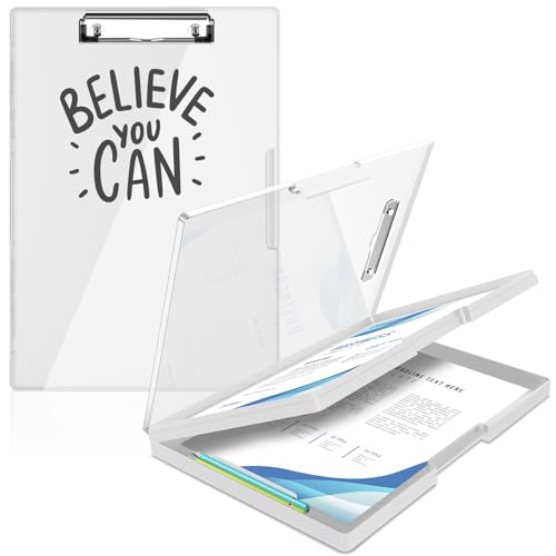 Sooez Nursing Clipboard with Storage, Clear Top Clip Boards 8.5x11, White | Heavy Duty Plastic, Dry Erase, High Capacity, Nurse Essentials, Dental Assistant, Teacher & College School Office Supplies - color: White