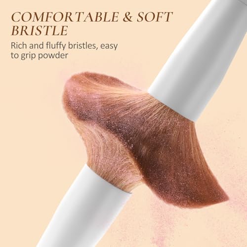 LUXBRU Makeup Brushes With Case 20PCs Professional Makeup Brush Set, Foundation Powder Eyeshadow Brush Set Eyebrow Concealer Contour Travel Brushes Kit with Holder & 2 Powder Puff-White - color: Pearl White
