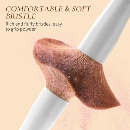 LUXBRU Makeup Brushes With Case 20PCs Professional Makeup Brush Set, Foundation Powder Eyeshadow Brush Set Eyebrow Concealer Contour Travel Brushes Kit with Holder & 2 Powder Puff-White - color: Pearl White