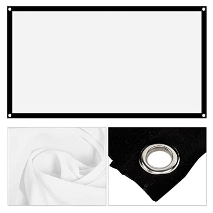 Yosoo Health Gear Foldable 16:9 Non Crease White Projector Screen 72In | Non Crease Foldable Design, White Polyester Fabric Maintains Flat , Projector Curtain for Outdoor Camping Home Theater - size: 72 Inch