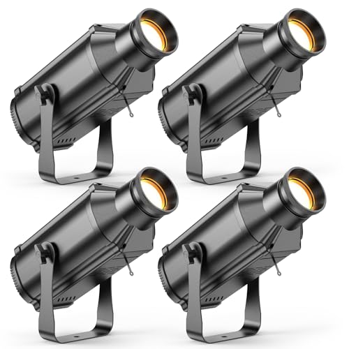 LEKO Profile Stage Spotlights, 100W Cool & Warm White COB Lights,3200K-5600K, Zoom Control & DMX512 Par Ellipsidal Lights, 6CH Manual Focus LED Spotlights for Show Stage Event, 4 Pack - color: 4 Pack, size: Warm White+Cool White