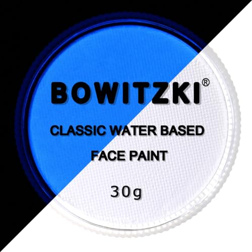 Bowitzki 30g Professional Face Paint Body Paint Water Based Face painting Makeup Safe for Kids and Adults Split Cake Single Color (Neon White) - color: Neon White