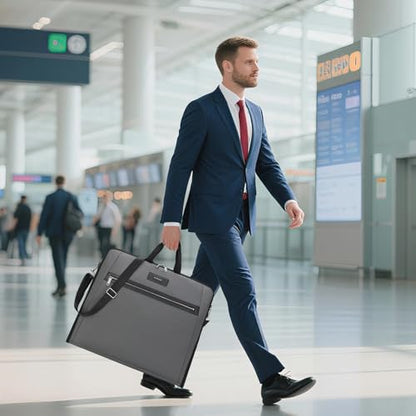 BESMART Garment Bags for Travel, 51" Large Suit Bag for Business Trips | Waterproof,Hangs 3 Suits,Foldable,Wrinkle Free Spacious Luggage Suit Cover,Adjustable Strap,Carry On Flight Approved,Grey - color: Grey