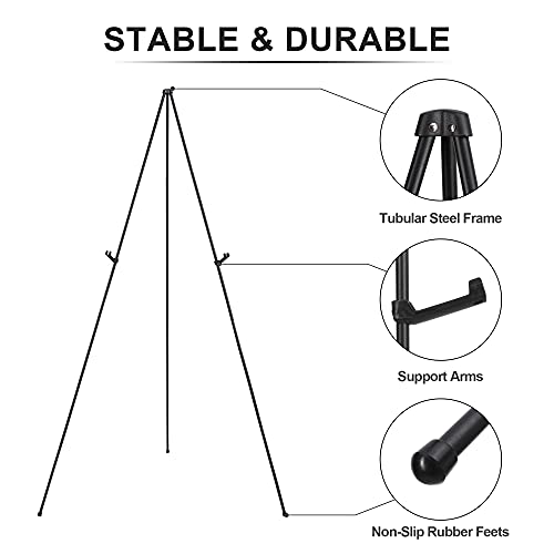 Easel Stand for Wedding Sign & Poster Display 63'' Portable Art Easel for Floor Adjustable Metal Easel Black - style: Black