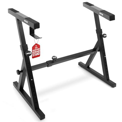 Heavy Duty Folding Keyboard Stand - Sturdy Reinforced Z Design w/ Adjustable Width & Height, Foam Padded Arms, Digital Piano Stand, Fits 54-88 Key Electric Pianos & Used for Travel & Storage - Pyle PKST38 - style: Z Design Keyboard Stand