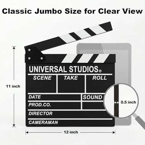 Movie Film Clap Board, Hollywood Film Clapper Board, Wooden | Film Directors Clapboard Photography Props for Movie Theme Party Decorations, Night Party Accessory with Black & White, 12x11