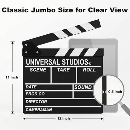 Movie Film Clap Board, Hollywood Film Clapper Board, Wooden | Film Directors Clapboard Photography Props for Movie Theme Party Decorations, Night Party Accessory with Black & White, 12x11