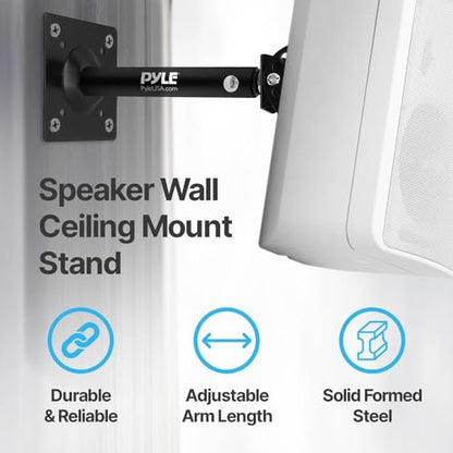Pyle Universal Speaker Mounting Bracket - Ceiling & Wall Speaker Mount with Adjustable Swivel Tilt, 13.4" Retractable Telescopic Arm, 75 lbs Max Load - Ideal for Home Surround Sound Systems (Pair) - style: Steel Pin (Tilt & Swivel)