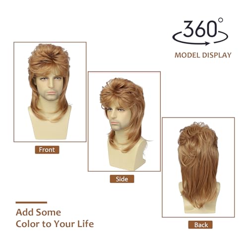 Mullet Wigs for Men,Joe Dirt,Emo Wig 80s Costumes Fancy Party Accessory Cosplay Wig Halloween Man x（Strawberry Blonde） - color: 2-Strawberry Blonde