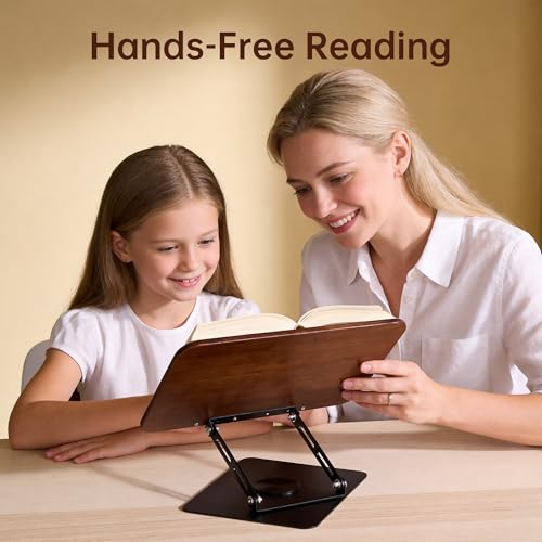 2-in-1 Floor & Desktop Book Stand, Adjustable Reading Music Podium | Portable Dual-Use 19"-62.2" Music Sheet Display, Laptop, Cookbook, Projector Stand Holder, 360° Rotate, Page Clip, Wood