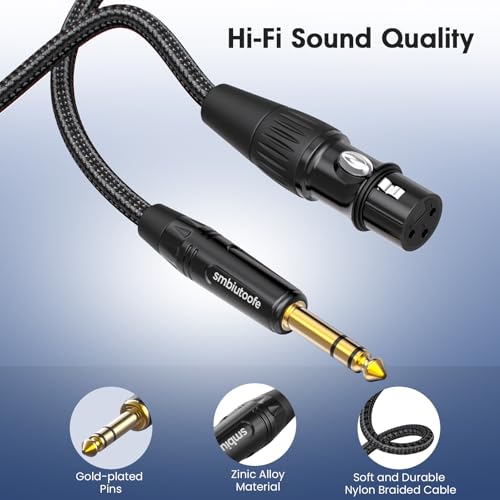 XLR to 1/4, TRS (6.35mm) to XLR Female 10ft 2Packs Nylon Braided | Gold-Plated Connectors, Balanced Quarter Inch TRS to XLR for Microphone, Speakers, Mixers - size: 10 feet 2P