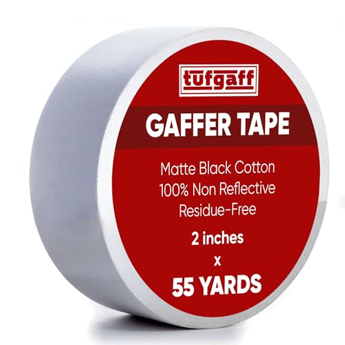Professional White Gaffers Tape (2 inch x 55 Yards), Heavy Duty, No Residue, Matte Non-Reflective, Residue-Free, Multipurpose, Heavy Duty Gaffer, Water-Resistant, Strong Fabric Floor Tape
