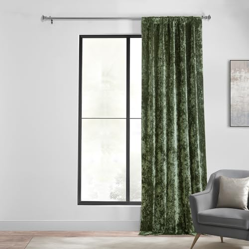 HPD Half Price Drapes Lush Crush Velvet Curtains - Room Darkening Curtain 96 Inches Long for Bedroom & Living Room, Luxury Look, Rod Pocket Design, (1 Panel), 50W x 96L, Emerald Green - color: Emerald Green, size: 50"W x 96"L (Pack of 1)