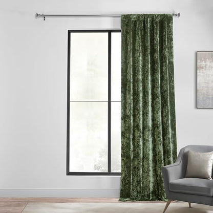HPD Half Price Drapes Lush Crush Velvet Curtains - Room Darkening Curtain 84 Inches Long for Bedroom & Living Room, Luxury Look, Rod Pocket Design, (1 Panel), 50W x 84L, Emerald Green - color: Emerald Green, size: 50"W x 84"L (Pack of 1)