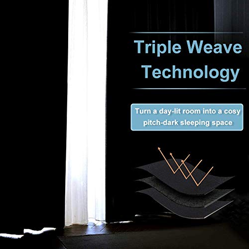RYB HOME 60 inch Wide Black Blackout Room Divider Curtain for Living Room - color: Black, size: 60"W x 84"L (Pack of 1)