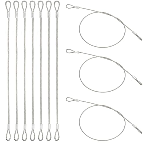 PATIKIL 10 Pcs Dia. 2mm Stainless Safety Cable, 20" Length Steel Security Ropes with Double Loops Braided Wire Rope Cables for Stage Light Outdoor Gate Luggage Lock Yard Lighting - size: 2mmx50cm