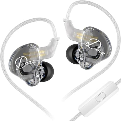 KZ Dawn Wired Earbuds Dynamic Driver in Ear Monitor Earphone, HiFi Bass IEM Headset, Ergonomic Comfortable Gaming Headphone (with Microphone, Silver-Plated Cable) - color: Silver-plated cable, style: With Microphone