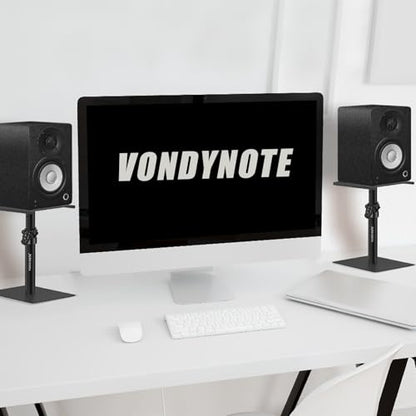 Vondynote Set of 2 Desktop Studio Monitor Speaker Stands Bookshelf Speaker Stands | Set of 2, Flat Base, Adjustable Height 12"-18", Tabletop Monitor Stands
