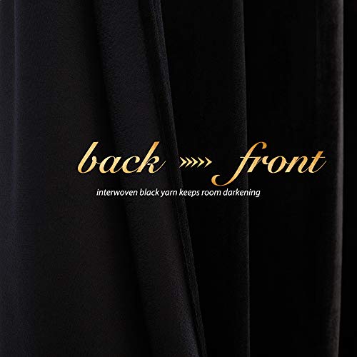 NICETOWN Insulated Black Out Velvet Curtains 90 inches Long Rod Pocket Top - color: Black Series - Black, size: 42"W x 90"L (Pack of 2)