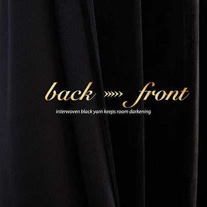 NICETOWN Insulated Black Out Velvet Curtains 90 inches Long Rod Pocket Top - color: Black Series - Black, size: 42"W x 90"L (Pack of 2)