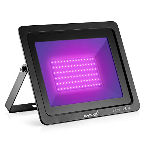 Everbeam 365nm 100W UV LED Black Light - High Performance LED Bulbs, IP66 Waterproof - Ultraviolet Flood Lighting for Aquarium, Indoor or Outdoor Parties, Stage - Party Supplies, Halloween Decorations - size: 365nm 100W