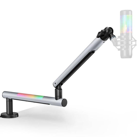 ARES WING Aluminum Low Profile Mic Arm with 20 Mesh RGB Lighting Modes | Adjustable Microphone Boom Arm with 4.4 lbs Load Capacity, 3/8” to 5/8” Adapter, Mic Stand for Gaming Streaming Podcasting