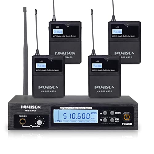 Mono Wireless in Ear Monitor System, IEM System, 4 Bodypacks