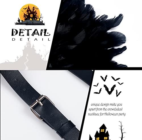 L'VOW Men Gothic Natural Real Feather Epaulet Shrug Shoulder Strap for Halloween Costume - Pack of 2 - color: C-belt Black