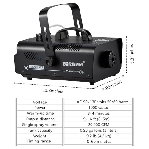 1000W Fog Machine with Timer 1L Tank Wireless Smoke Maker | 5000 CFM Output, 9-16ft Fog Range, Overheat Protection, Perfect for Halloween Parties Concerts Photography Clubs - color: BF-01/1000W