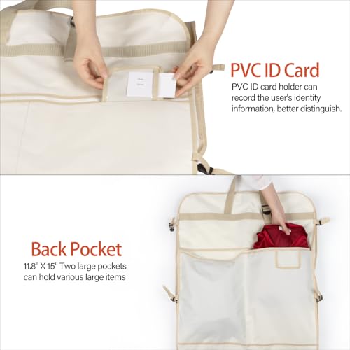 Wedding Dress Garment Bag 72" Dress Bags for Gowns Long with Accessories Pockets Bridal Garment Cover with Adjustable Handles for Wedding Dress, Prom Evening Gown - color: White