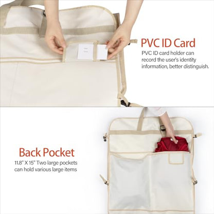 Wedding Dress Garment Bag 72" Dress Bags for Gowns Long with Accessories Pockets Bridal Garment Cover with Adjustable Handles for Wedding Dress, Prom Evening Gown - color: White
